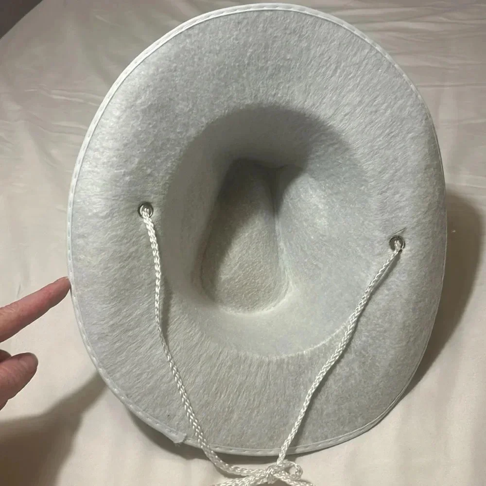 Cowboy/Cowgirl white Hat with String Tie
